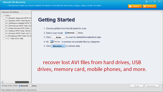AVI Recovery to Recover Deleted/Lost AVI Files