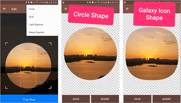 is one of the best Android free photo crop apps for cutting out pictures in a circular form factor.