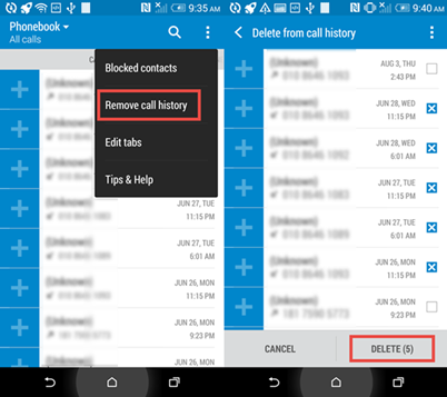 Clear Call Log on HTC Devices