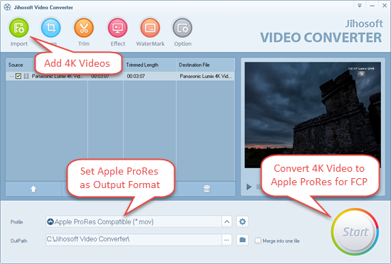 Convert 4K Video to Apple ProRes for FCP