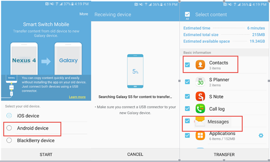 Transfer Contacts/Text Messages from LG to Samsung Copy Contacts/Text Messages from LG to Samsung with Samsung Smart Switch