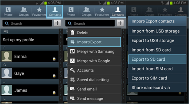 3 Simple Ways to Transfer/Backup Android Contacts to Computer Export Android Contacts to SD Card/USB Storage