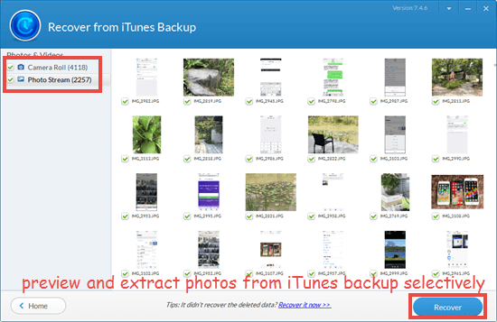 extract photos from an iPhone backup selectively with Jihosoft iPhone Backup Extractor