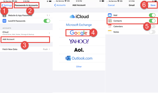 Get Contacts Back on iPhone from Google