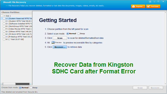 Recover Data from Kingston SDHC Card after Format Error