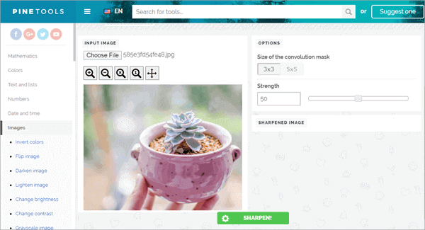 How to Sharpen an Image with Pine Tools Online Photo Sharpener.