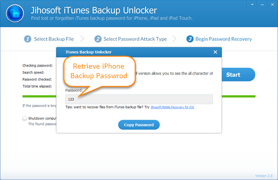 Retrieve Lost Password for iPhone Backup