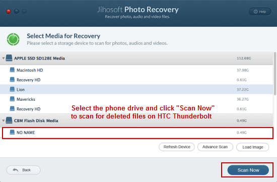 Recover Deleted Photos and Videos from HTC Thunderbolt 4G