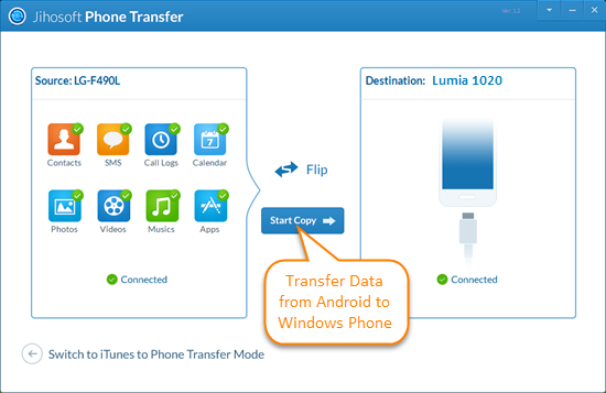 Transfer Data from Android to Windows Phone