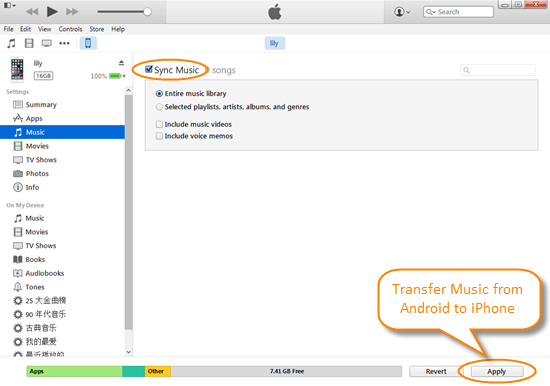Transfer Photos, Videos and Music from Android to iPhone